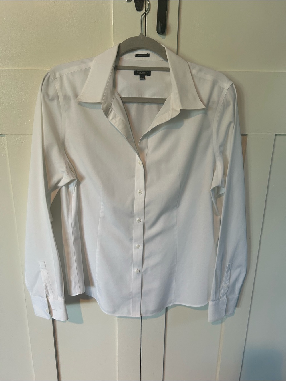 Talbots  White Button-Down Shirt Blouse Size 14
